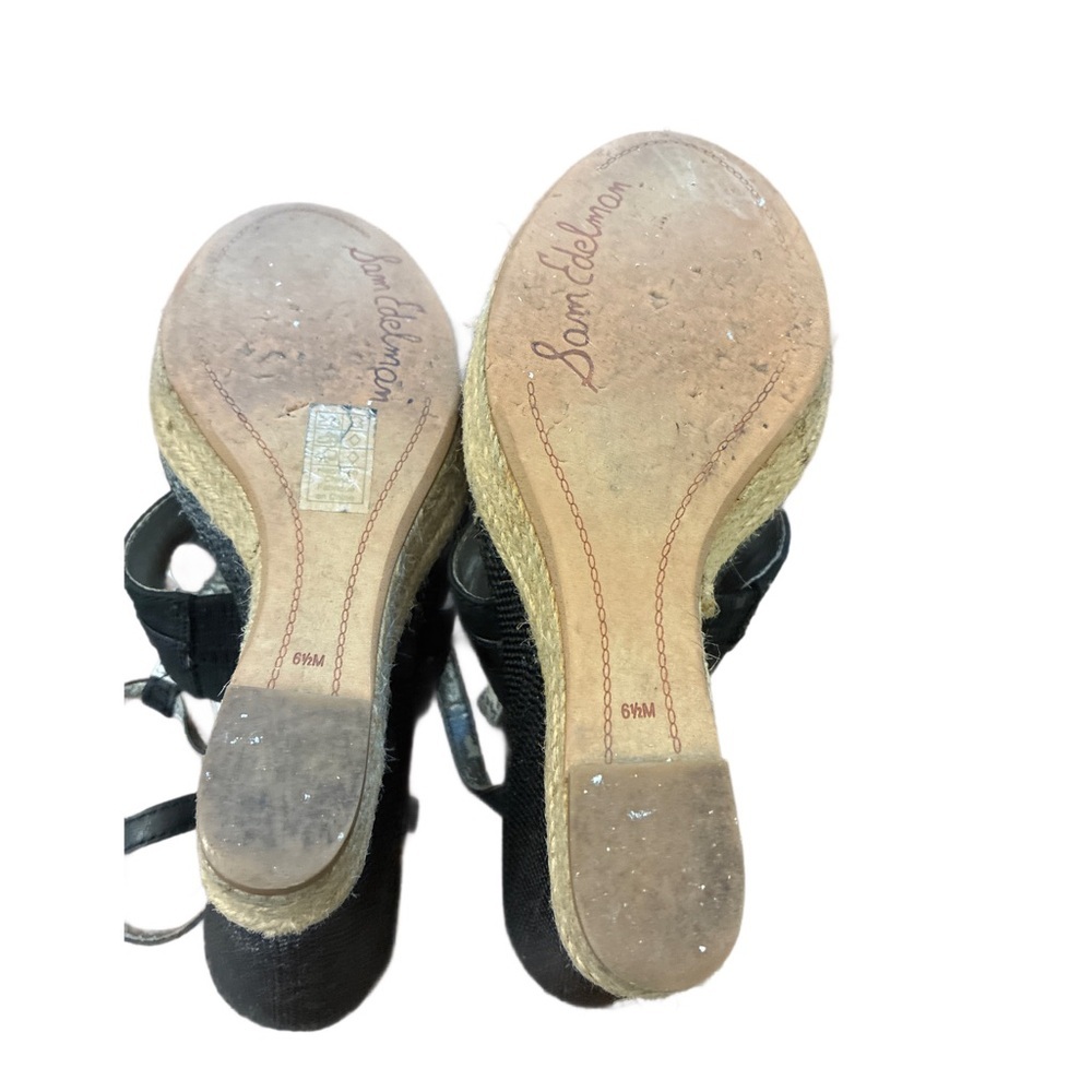 Sam Edelman Karley Wedge Sandals in Black & Tan Size 6.5 - Picture 5 of 9